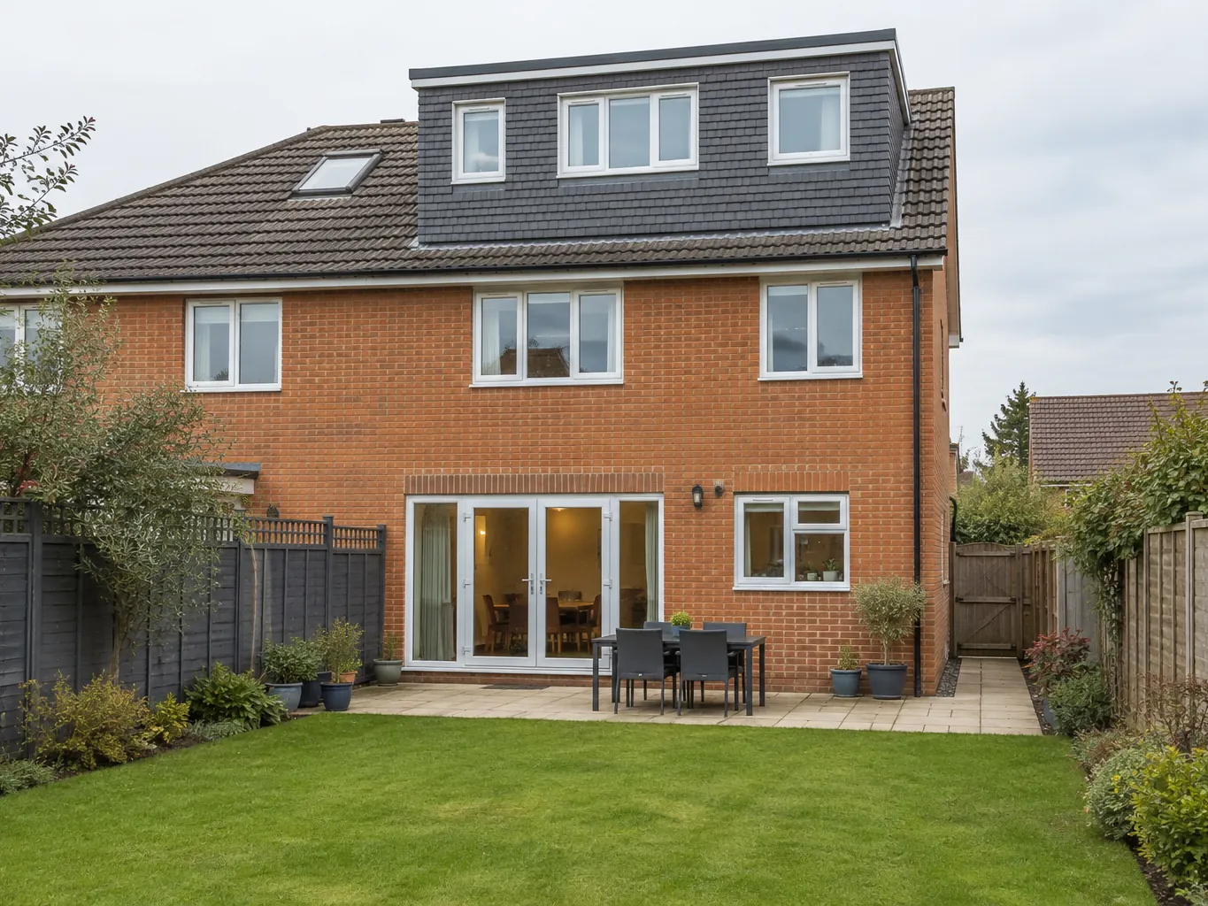 Illustrative image of a newer brick house with a rear dormer loft conversion (not a Lordan's Lofts project)
